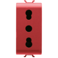 Italian standard socket-outlet 250v ac - for dedicated lines - 2p+e 16a dual amperage - p11-p17 - 1 module - red - antibacterial - chorus