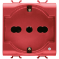 Italian/german standard socket-outlet 250v ac - for dedicated lines - 2p+e 16a dual amperage - p30-p17 - 2 modules - red - antibacterial - chorus