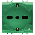 Italian/german standard socket-outlet 250v ac - for dedicated lines - 2p+e 16a dual amperage - p30-p17 - 2 modules - green - antibacterial - chorus