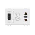 Euro-american standard shaver socket-outlet with insulation transformer - 230v ac - 50/60 hz - 3 modules - white - antibacterial - chorus