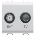 Tv-sat socket-outlet - direct - 2 modules - white - antibacterial - chorus