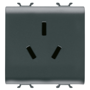 Chinese standard socket-outlet 250v ac - 2p+e 10a - 2 module - black - chorus