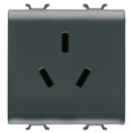 Chinese standard socket-outlet 250v ac - 2p+e 10a - 2 module - black - chorus