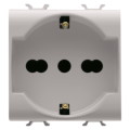 Italian/german standard socket-outlet 250v ac - 2p+e 16a dual amperage - 2 modules - natural beige - chorus