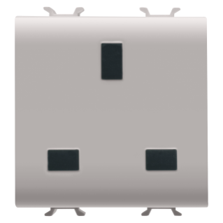 British standard socket-outlet 250v ac - 2p+e 13a - 2 modules - natural beige - chorus