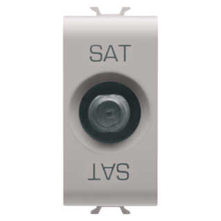 Coaxial tv/sat socket-outlet, class a shielding - female f connector - feedthrough 5 db - 1 module - natural beige - chorus