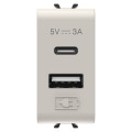 Chargeur double usb a+c 5v 3a 1m beige