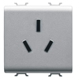 Chinese standard socket-outlet 250v ac - 2p+e 10a - 2 module - titanium - chorus