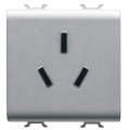 Chinese standard socket-outlet 250v ac - 2p+e 10a - 2 module - titanium - chorus