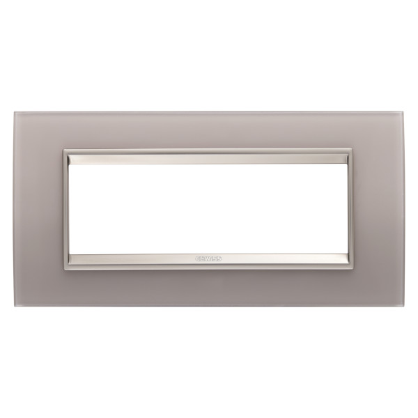 Plaque lux rect. 6p verre gris perlé