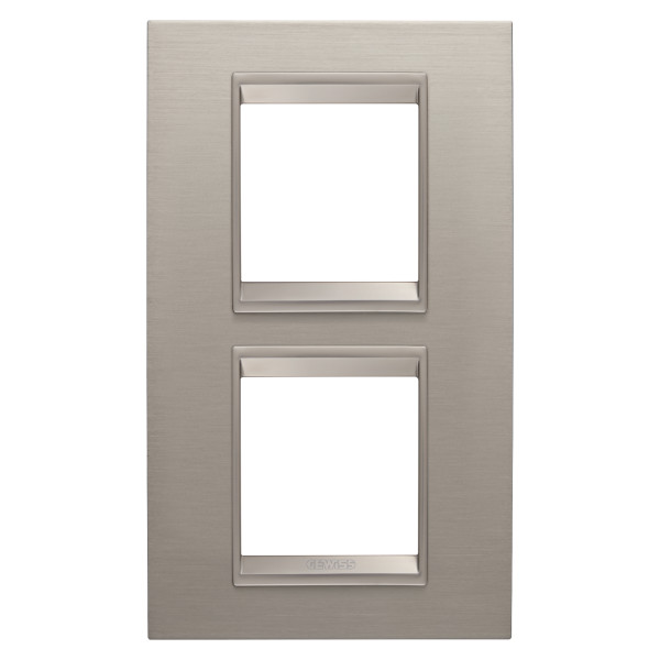 Plaque lux 2+2p v métal aluminium brossé