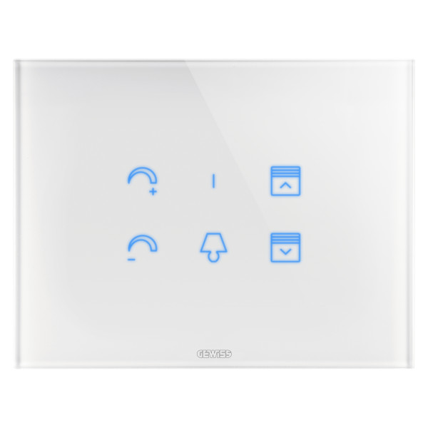 Plaque tact. ice symb. inter. verre blnc