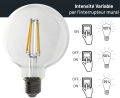 Ampoule filament g95/e27 - 3 step-dimmable / transparente