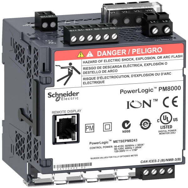 Powerlogic - centrale de mesure - écran déporté - montage rail din - 20-60vcc