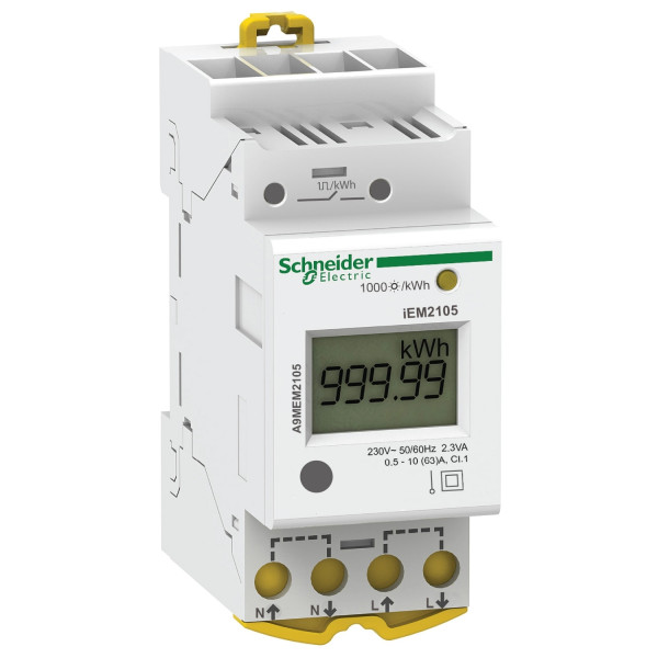 Acti9 Iem - Compteur D'énergie Mono - 63a - Afficheur - Sortie Impulsionnelle