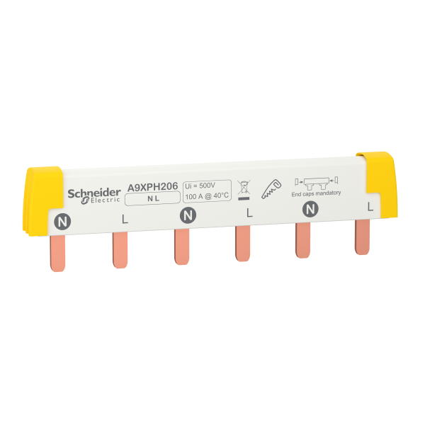 Acti9 ic60 - peigne de raccordement à dents - 2p - 100a - 6 modules de 18mm