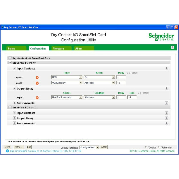 Schneider APC Carte à contacts secs 6 relais de sortie configurables