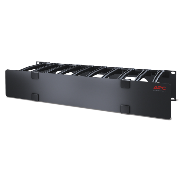 Passe-câbles horizontal - 2u - 15 cm de profondeur - à un seul côté avec capot