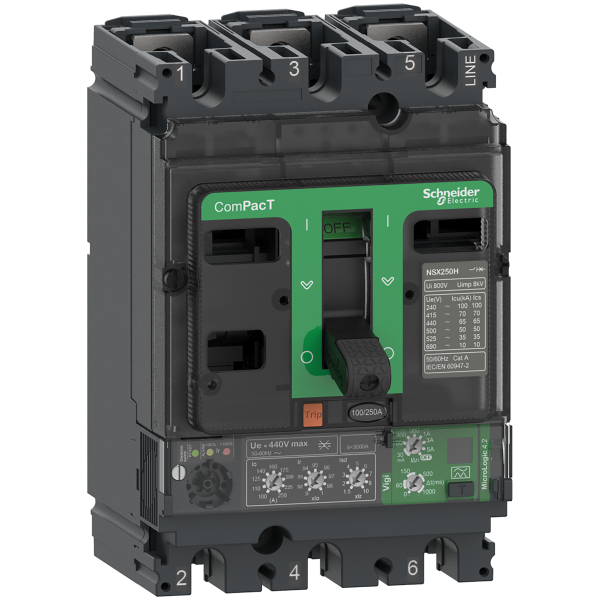 Disjoncteur différentiel - Compact nsx250f - micrologic 4.2 250a -3p3d - 36ka - montage fixe