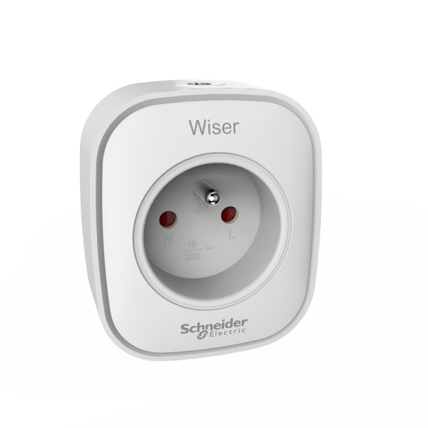 Prise connectée et répéteur Schneider Wiser Zigbee 13A blanc
