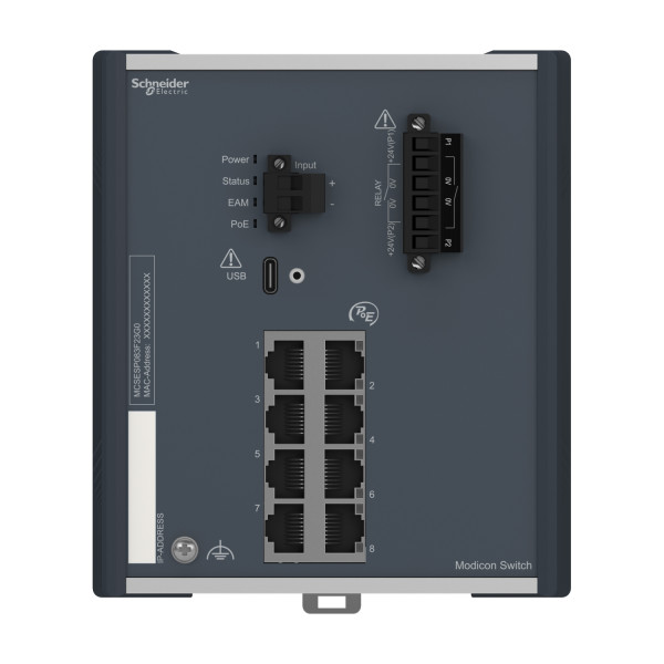 Modicon switch administré - 8 ports gigabit cuivre - alimenté par ethernet