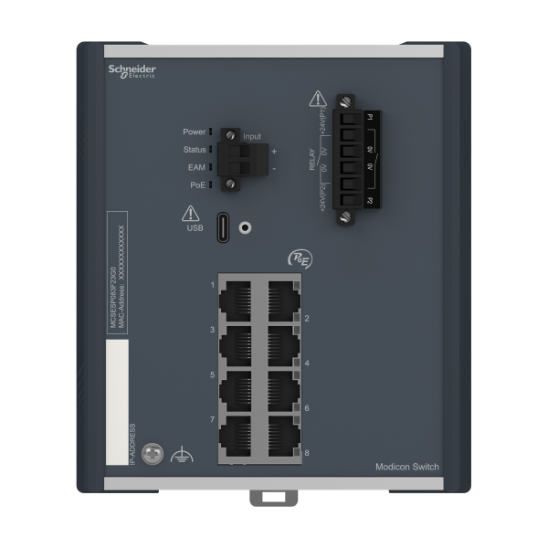 Modicon switch administré - 8 ports gigabit cuivre - alimenté par ethernet