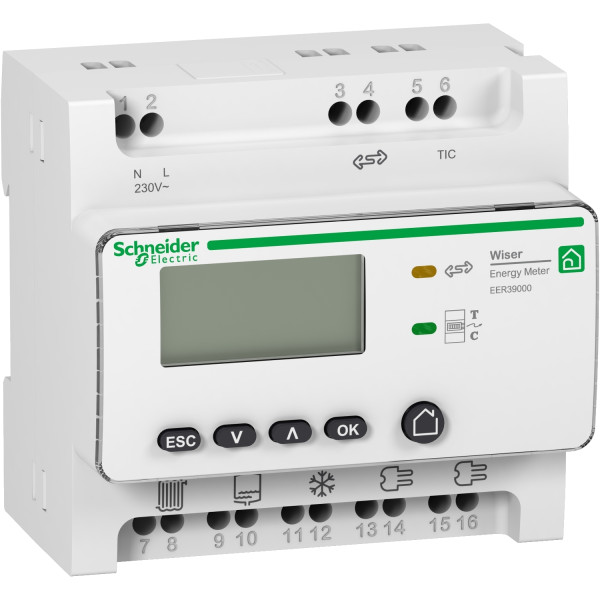 Compteur d'usages électriques Schneider Wiser Energy 5TC fermés blanc