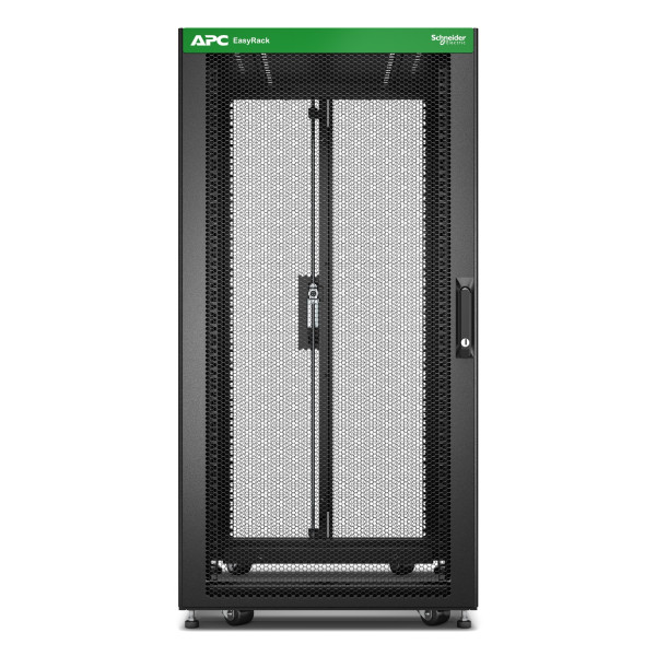 Baie easyrack 600mm/24u/1000mm avec toit, panneau latéral, roulettes, noir