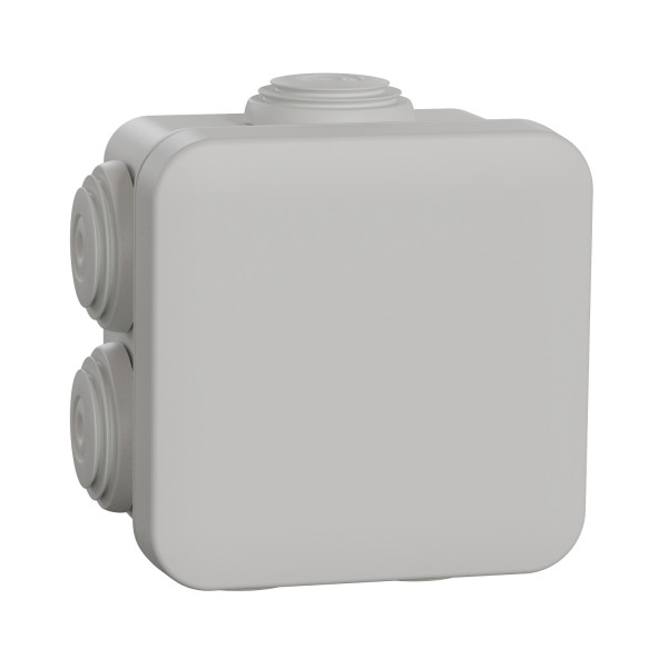 Boîte de dérivation 65x65x45 Schneider Mureva Box étanche 7 entrées couvercle clipsable Gris