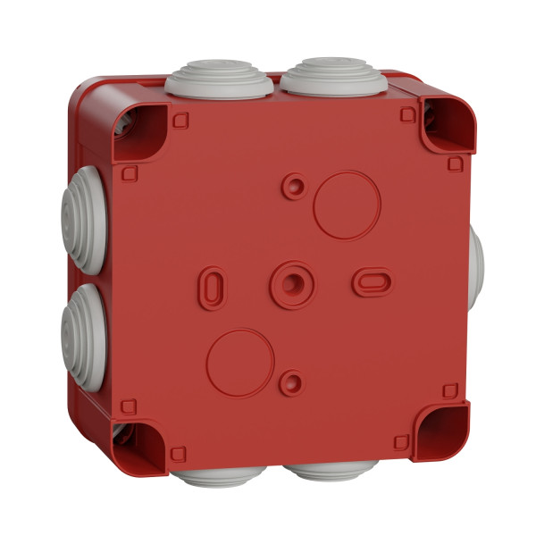 Boîte de dérivation 105x105x55 Schneider Mureva Box étanche 7 entrées couvercle à vis Rouge