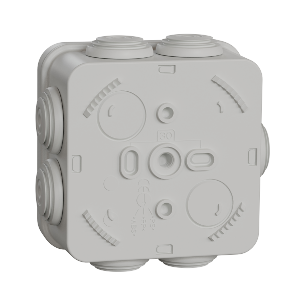 Boîte de dérivation 80x80x45 Schneider Mureva Box étanche 7 entrées avec borniers Gris IP55