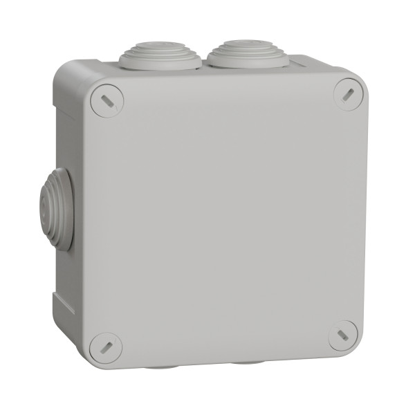 Boîte de dérivation 105x105x55 Schneider Mureva Box étanche 7 entrées avec borniers à vis Gris IP55 