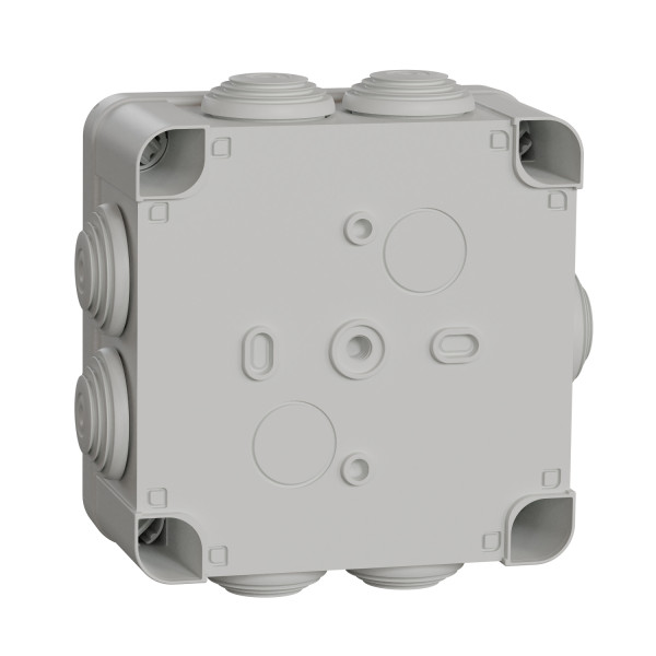Boîte de dérivation 105x105x55 Schneider Mureva Box étanche 7 entrées avec borniers à vis Gris IP55 