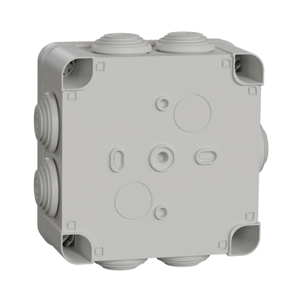 Boîte de dérivation 105x105x55 Schneider Mureva Box étanche 7 entrées avec borniers à vis Gris IP55 