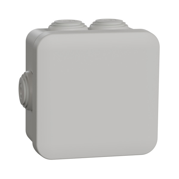 Boîte de dérivation 80x80x45 Schneider Mureva Box étanche 7 entrées couvercle clipsable gris