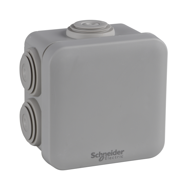 Boîte de dérivation 80x80x45 Schneider Mureva Box étanche 7 entrées couvercle clipsable gris