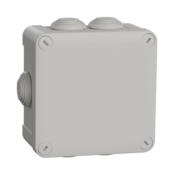 Boîte de dérivation 105x105x55 Schneider Mureva Box étanche 7 entrées couvercle à vis Gris