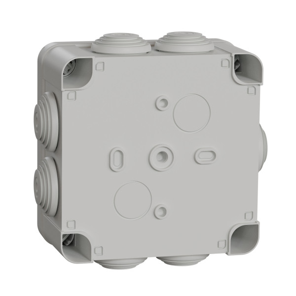 Boîte de dérivation 105x105x55 Schneider Mureva Box étanche 7 entrées couvercle à vis Gris