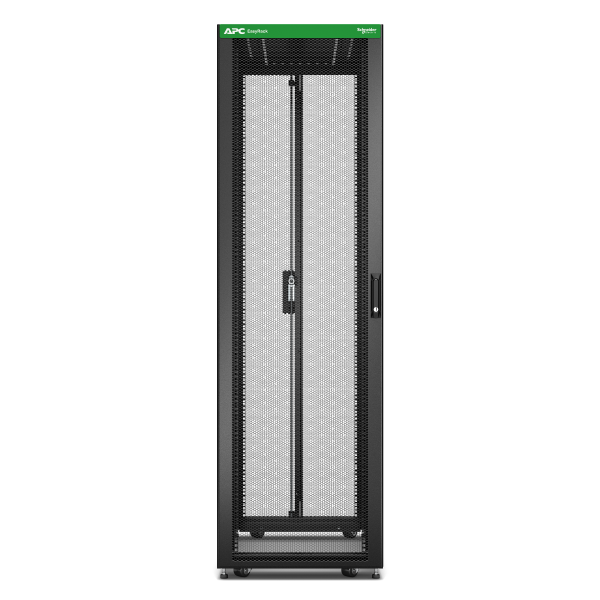 Baie easyrack 600mm/42u/1200mm avec toit, sans panneau latéral, roulettes, noir