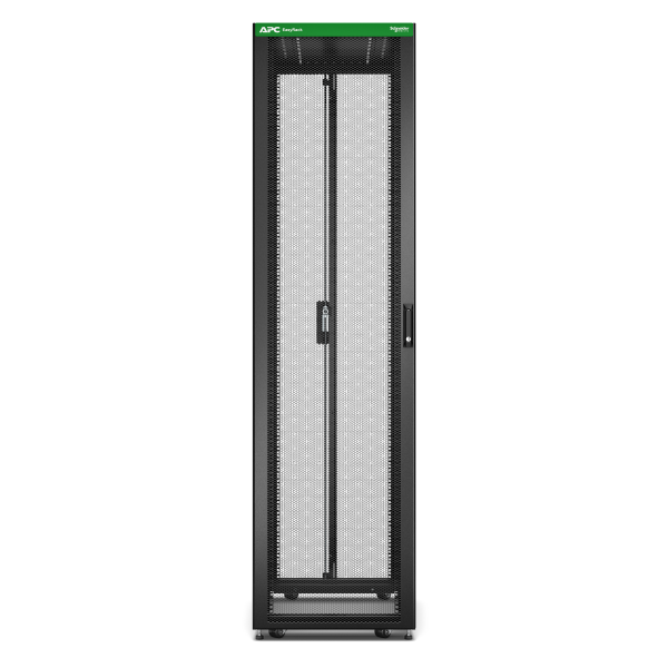 Baie easyrack 600mm/48u/1000mm avec toit, sans panneau latéral, roulettes, noir