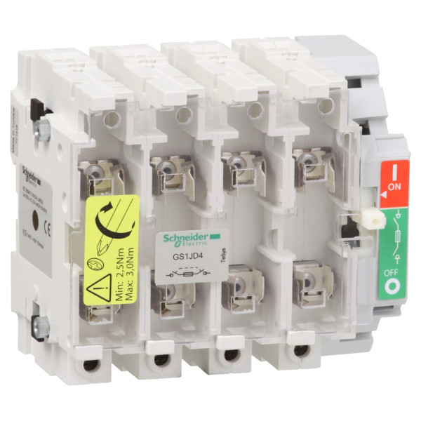Schneider Electric Bloc de Base Interrupteur sectionneur Fusible Gs1 4P 4 F Nfc 100 A