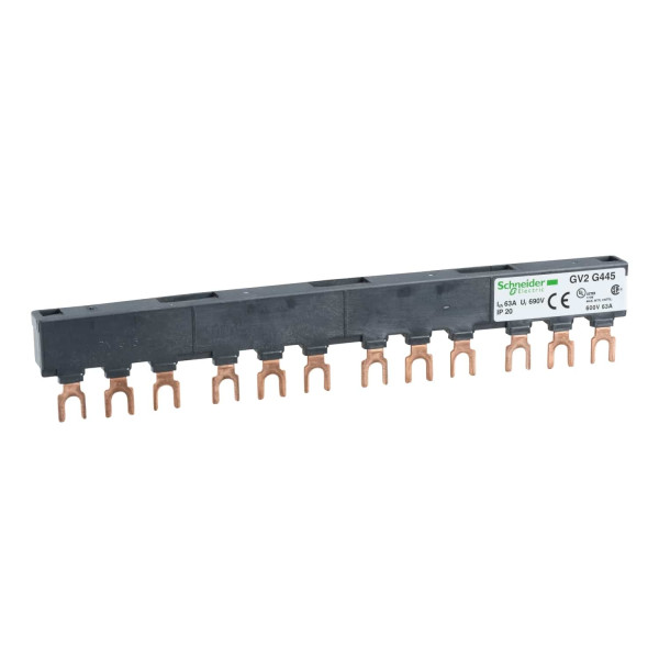 Schneider Electric TeSys GV - jeu de barre tripolaire - 63A - 4 dérivations - pas 45 mm