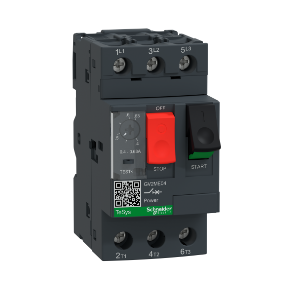 Schneider Electric Tesys Gv Disjoncteur Moteur 0,4 à 0,63A 3P 3D Déclencheur Magnétothermique
