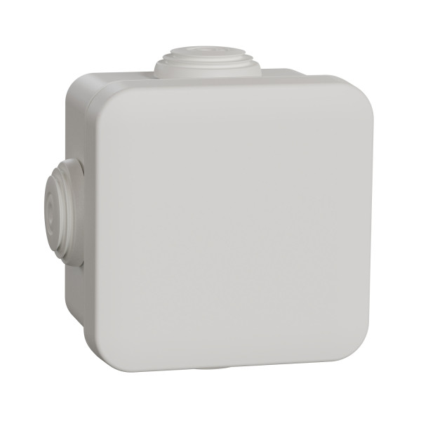 Boîte de dérivation 65x65x45 Schneider Mureva box étanche 4 embouts Blanc polaire IP55