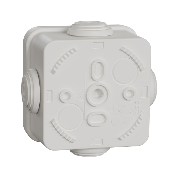 Boîte de dérivation 65x65x45 Schneider Mureva box étanche 4 embouts Blanc polaire IP55