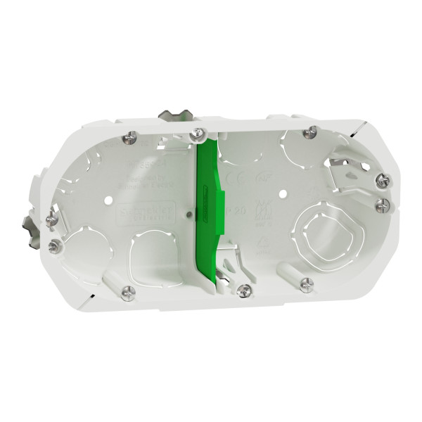 Boîte d'Encastrement 2 Postes Profondeur 40 mm Blanche Multifix Schneider Electric - Ø 67 mm - Entraxe 71 mm