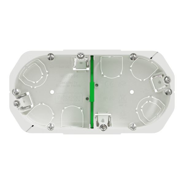Boîte d'Encastrement 2 Postes Profondeur 40 mm Blanche Multifix Schneider Electric - Ø 67 mm - Entraxe 71 mm