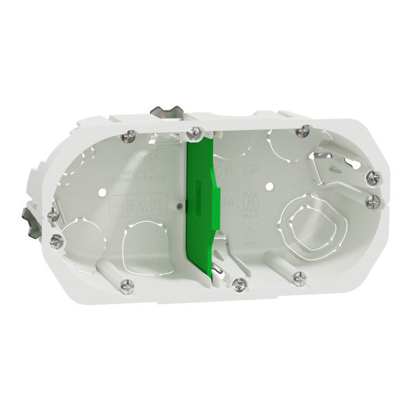 Boîte d'Encastrement 2 Postes Profondeur 50 mm Blanche Multifix Schneider Electric - Ø 67 mm - Entraxe 71 mm