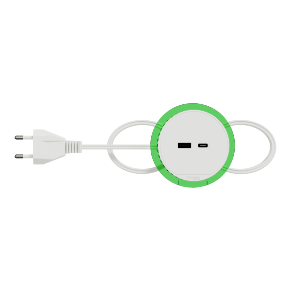 Unica system+ - bloc de prise à encastrer xs - usb a+c - câble 2m - blanc