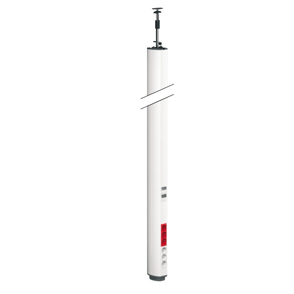 Optiline 45, Colonne Fixe à Vérin Aluminium Laqué Blanc P 2 Faces De 3,9 à 4,3 M